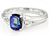 Blue Petalite Rhodium Over Sterling Silver Men's ring 1.65ctw