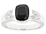 Black Onyx Rhodium Over Sterling Silver Men's Ring 2.70ctw