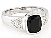 Black Onyx Rhodium Over Sterling Silver Men's Ring 2.70ctw