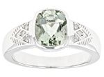 Green Prasiolite Rhodium Over Sterling Silver Men's Ring 2.35ctw