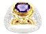 Purple Amethyst Rhodium & 18k Yellow Gold Over Sterling Silver Two-Tone Men's Ring 1.56ctw