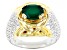 Green Onyx Rhodium & 18k Yellow Gold Over Sterling Silver Two-Tone Men's Ring 1.61ctw