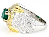 Green Onyx Rhodium & 18k Yellow Gold Over Sterling Silver Two-Tone Men's Ring 1.61ctw