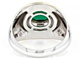 Green Onyx Rhodium & 18k Yellow Gold Over Sterling Silver Two-Tone Men's Ring 1.61ctw