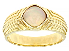 Multi-color Ethiopian Opal 18k Yellow Gold Over Sterling Silver Men's Ring