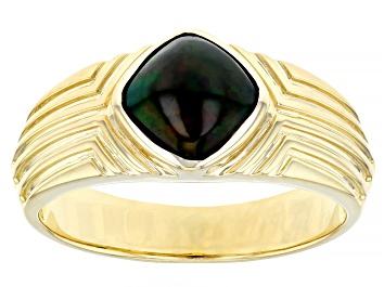 Picture of Black Ethiopian Opal 18k Yellow Gold Over Sterling Silver Men's Ring