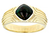 Black Ethiopian Opal 18k Yellow Gold Over Sterling Silver Men's Ring