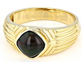 Black Ethiopian Opal 18k Yellow Gold Over Sterling Silver Men's Ring