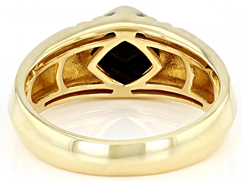 Black Ethiopian Opal 18k Yellow Gold Over Sterling Silver Men's Ring