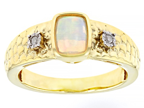 Multi-color Ethiopian Opal 18k Yellow Gold Over Sterling Silver Ring 0.82ctw