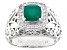 Green Onyx Rhodium Over Sterling Silver Men's Ring 2.41ctw