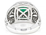 Green Onyx Rhodium Over Sterling Silver Men's Ring 2.41ctw