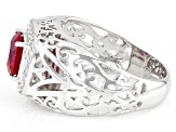 Red Lab Created Ruby Rhodium Over Sterling Silver Men's Ring 2.69ctw