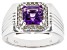 Purple Amethyst Rhodium Over Sterling Silver Men's Ring 1.67ctw