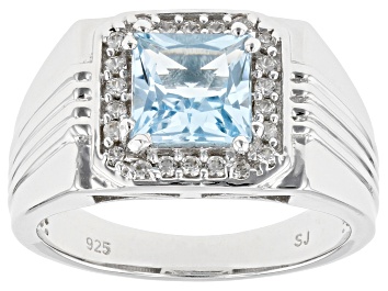 Picture of Sky Blue Topaz Rhodium Over Sterling Silver Men's Ring 1.97ctw