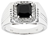 Black Spinel Rhodium Over Sterling Silver Men's Ring 2.55ctw