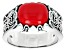 Red Coral Rhodium Over Sterling Silver Men's Ring