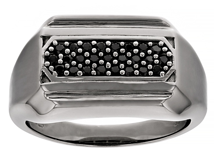 heres　REVERSIBLE RING TYPE SWALLOW（最安値） Black Spinel Rhodium Over Sterling Silver Solitaire Ring