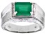 Green Onyx Rhodium Over Sterling Silver Men's Ring 2.22ct