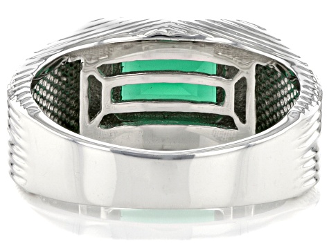 Green Onyx Rhodium Over Sterling Silver Men's Ring 2.22ct