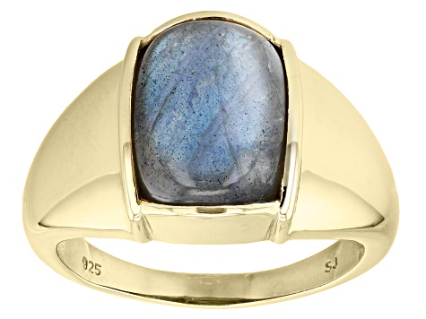 Gray Labradorite 18k Yellow Gold Over Sterling Silver Men's Ring