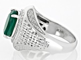 Green Onyx Rhodium Over Sterling Silver Men's Ring 3.61ct