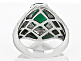 Green Onyx Rhodium Over Sterling Silver Men's Ring 3.61ct