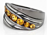 Orange Spessartite, Black Rhodium Over Sterling Silver Men's Ring 1.57ctw