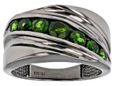 Green Chrome Diopside Black Rhodium Over Sterling Silver Men's Ring 1.37ctw