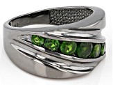 Green Chrome Diopside Black Rhodium Over Sterling Silver Men's Ring 1.37ctw