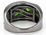 Green Chrome Diopside Black Rhodium Over Sterling Silver Men's Ring 1.37ctw