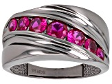 Lab Created Ruby, Black Rhodium Over Sterling Silver Men's Ring 1.37ctw