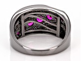 Lab Created Ruby, Black Rhodium Over Sterling Silver Men's Ring 1.37ctw
