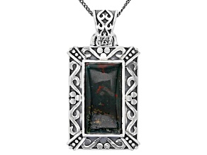 Bloodstone Sterling Silver Pendant With Chain