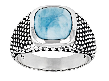 Picture of Square Cushion Larimar Sterling Silver Men's Ring