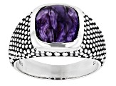 Purple Charoite Sterling Silver Men's Ring