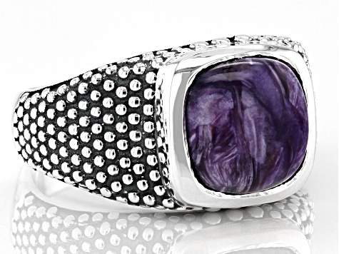 Purple Charoite Sterling Silver Men's Ring