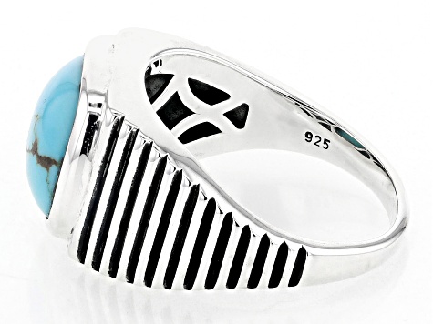 Blue Composite Turquoise Sterling Silver Men's Ring