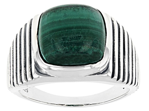 Green Malachite Sterling Silver Men's Ring