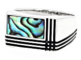 Multi-Color Abalone Shell Sterling Silver Men's Ring