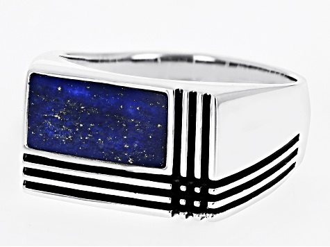 Blue Lapis Lazuli Sterling Silver Men's Ring