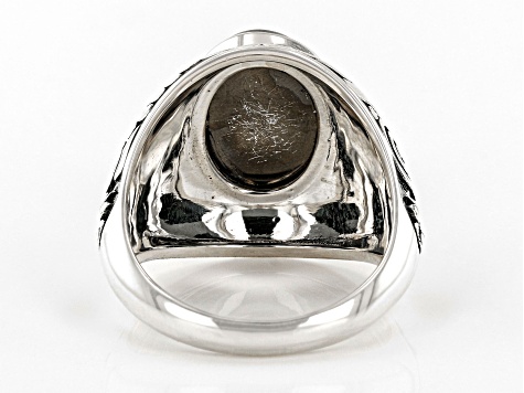 Aurora Moonstone Sterling Silver Men's Ring