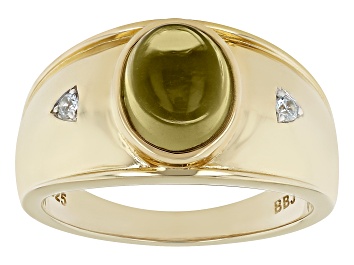 Picture of Green Quartz 18k Yellow Gold Over Sterling Silver Men's Ring