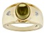 Green Quartz 18k Yellow Gold Over Sterling Silver Men's Ring