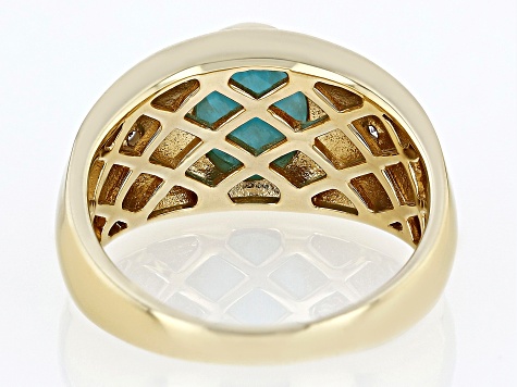 Blue Amazonite 18k Yellow Gold Over Sterling Silver Men's Ring