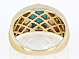 Blue Amazonite 18k Yellow Gold Over Sterling Silver Men's Ring