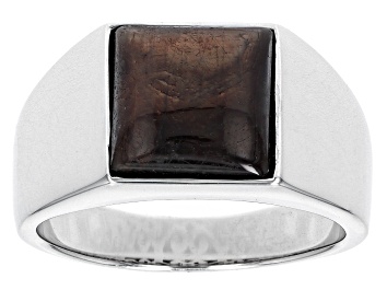 Picture of Golden Sheen Sapphire Rhodium Over Sterling Silver Men's Ring