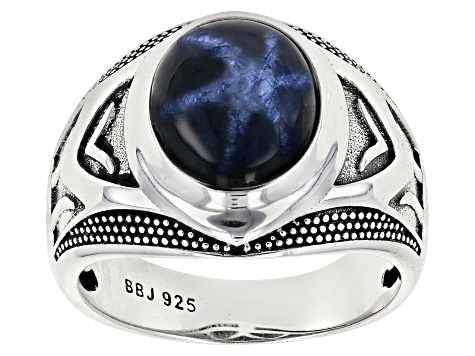 Blue Star Sapphire Rhodium Over Sterling Silver 7.71ct