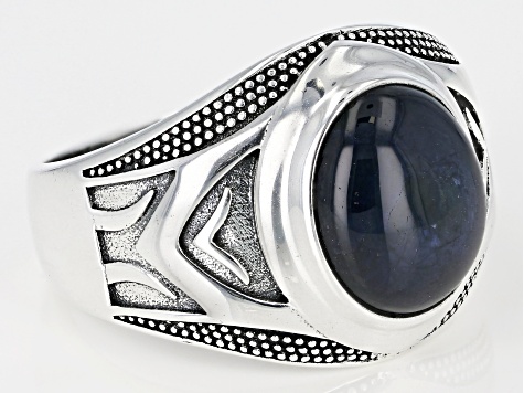 Blue Star Sapphire Rhodium Over Sterling Silver 7.71ct