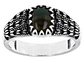 Black Opal Rhodium Over Sterling Silver Men's Ring 0.80ct